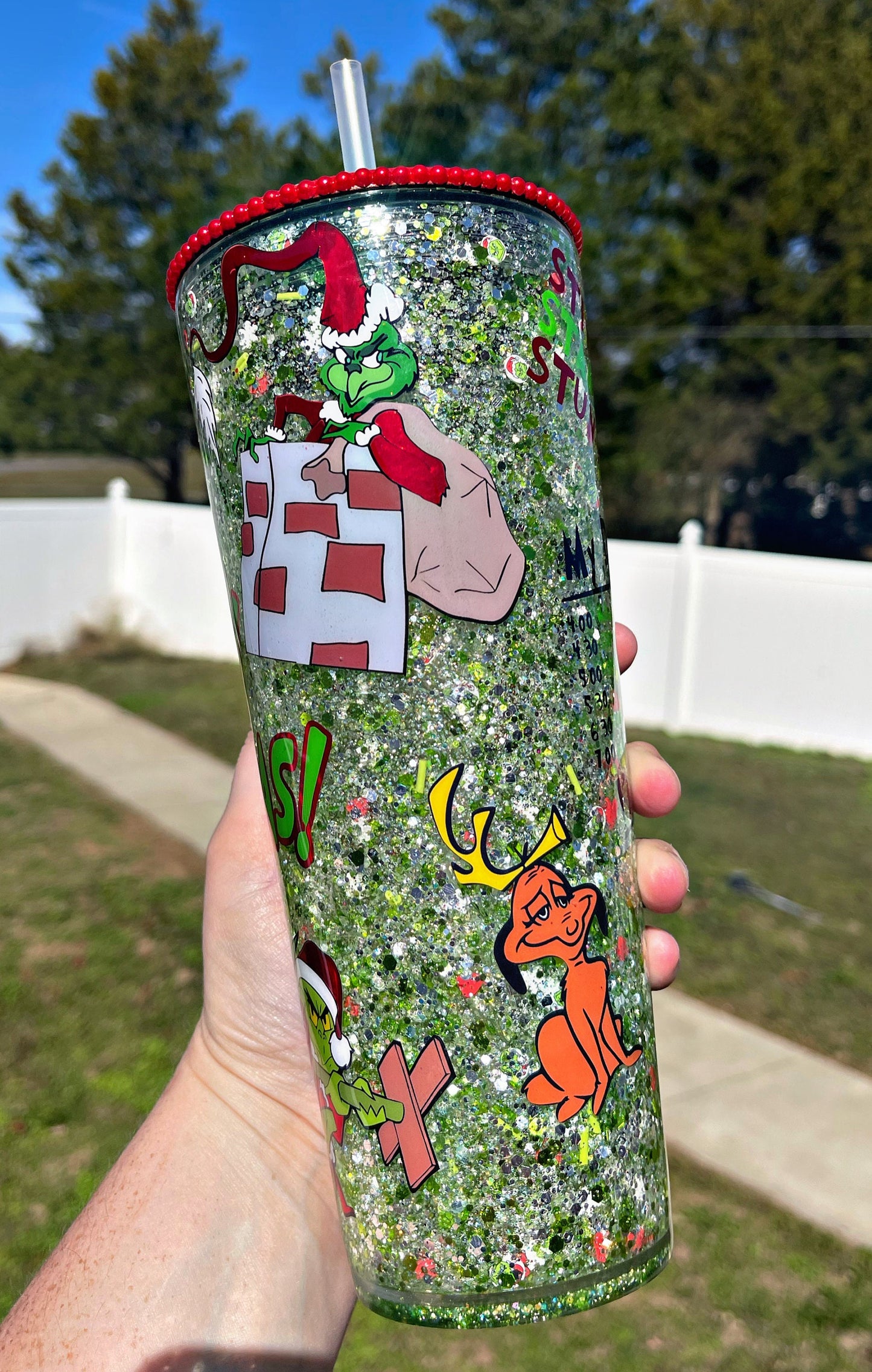 Green Guy Christmas Snow Globe Tumbler