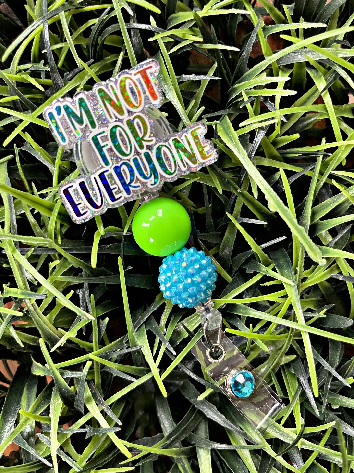 I’m Not For Everyone Badge Reel - Funny ID Clip- Glittered Rainbow Badge Holder- Retractable Medical ID Holder- Humor Nurse Gift-