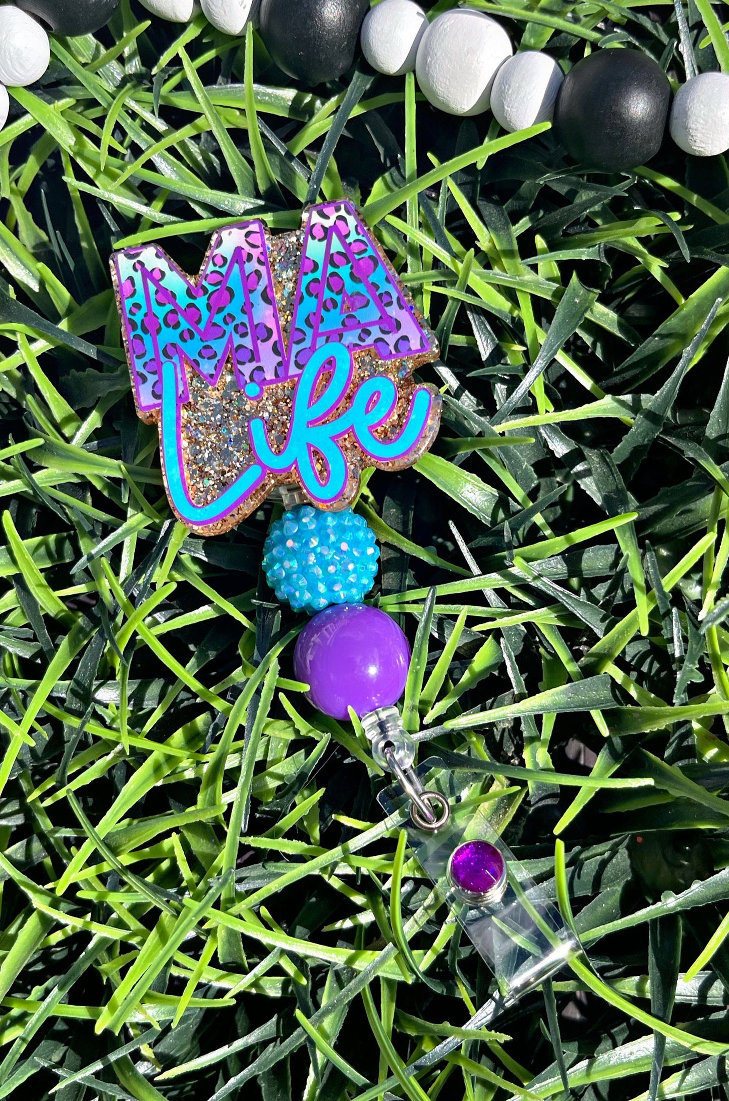 MA Life Badge Reel - Leopard Print Medical Assistant ID Clip- Nurse Badge Holder- Floral ID Holder- Nurse Gift- Medical keycard Holder-