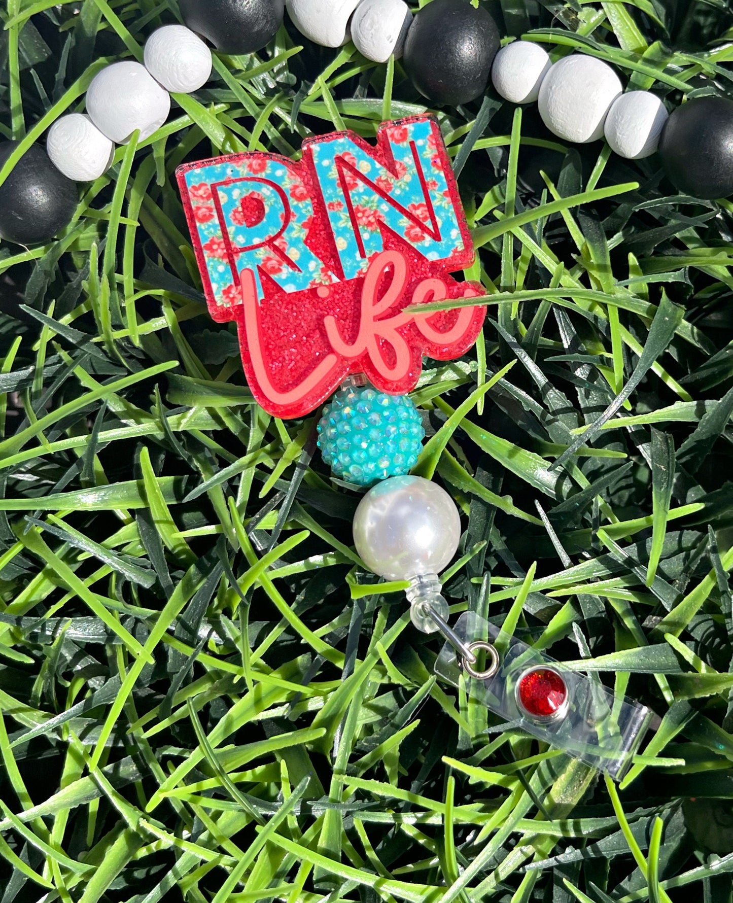 RN Life Badge Reel - Registered Nurse Badge Holder- RN Print Id Clip- Nurse Badge Holder- Floral ID Holder- Medical keycard Holder-