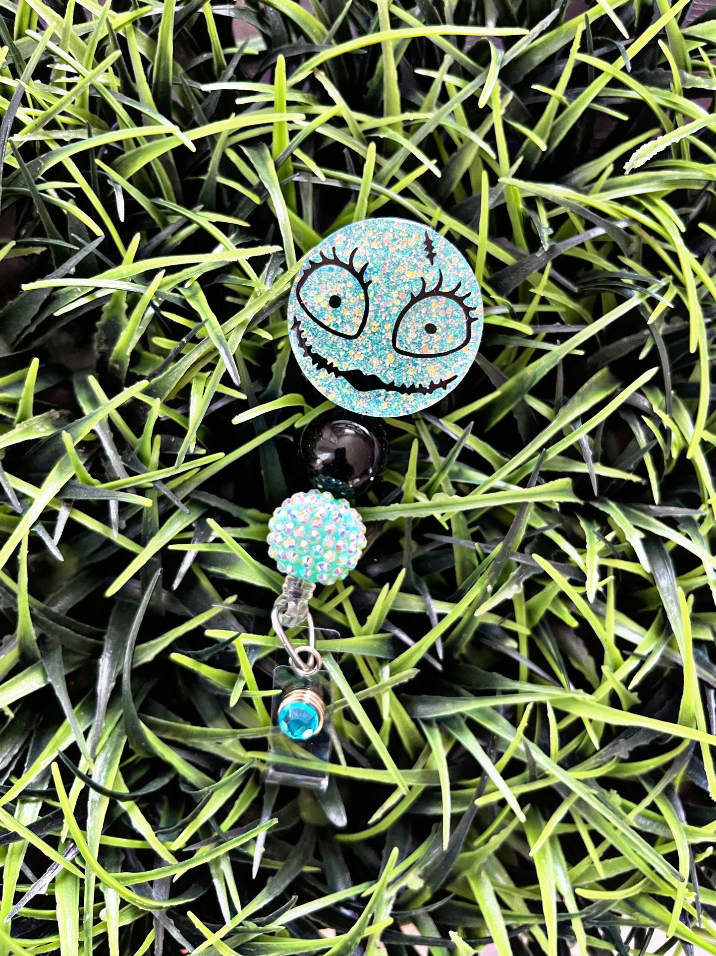 Nightmare Before Christmas Inspired Badge Reel - NBC Print ID Clip- Coffee Badge Holder- ID Holder- Nurse Gift- Teacher Gift- Sally Badge