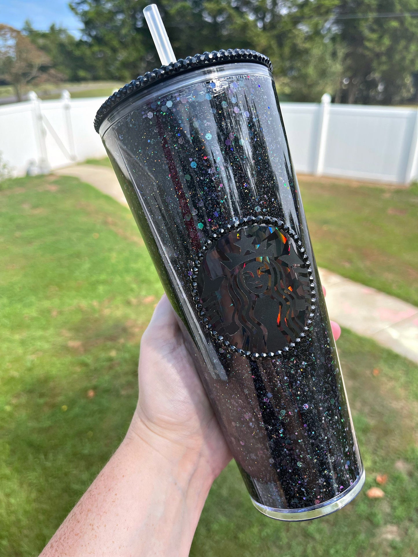 Black Starbucks Acrylic Snow Globe Tumbler