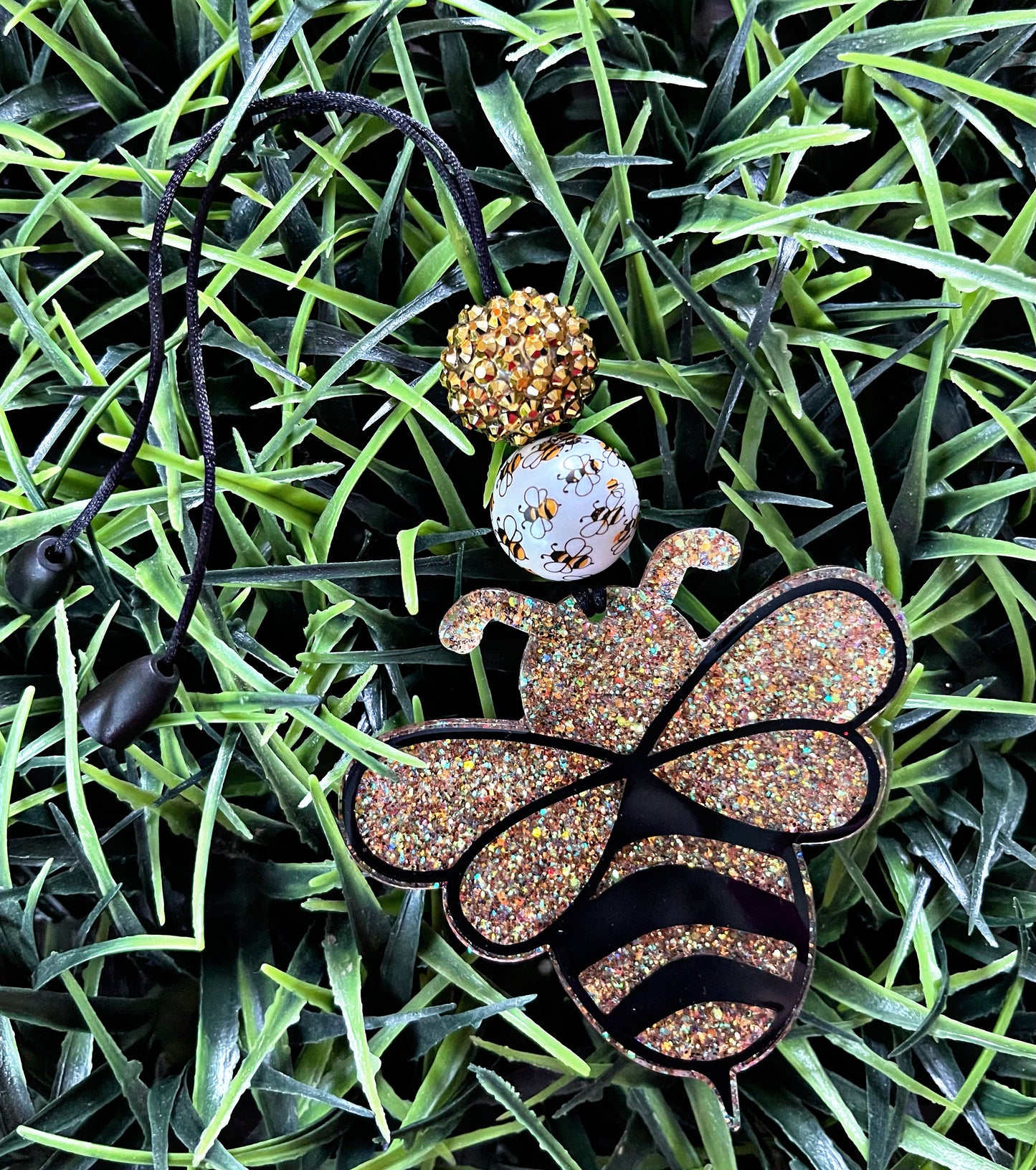 Bee Car Charm- Bumble Bee Car Charm- Honey Charm- Rearview Mirror Charm- Cute Car Accessories- Save The Bees- Beaded Charm-