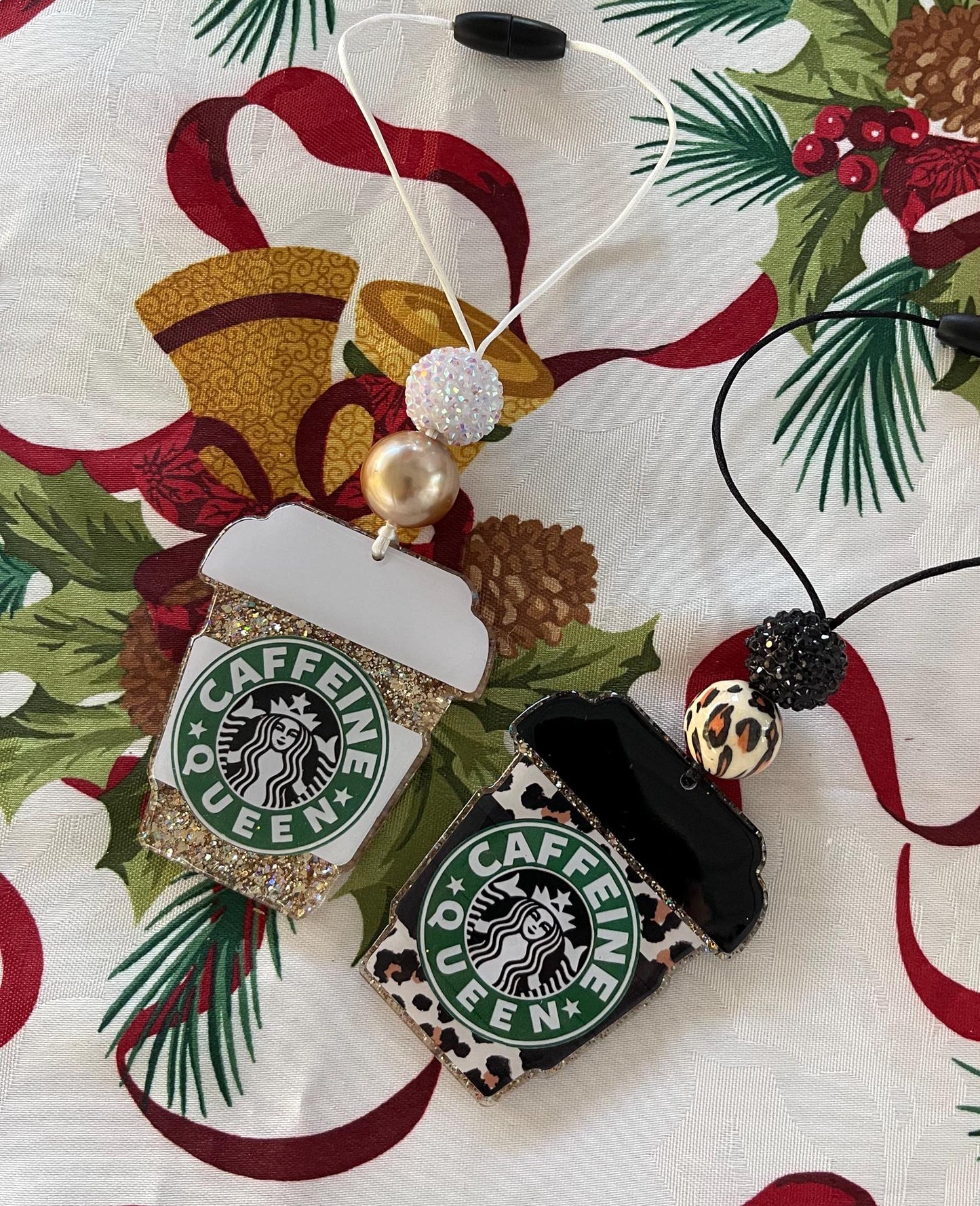 Caffeine Queen Car Charm- Starbucks Rearview Mirror Clip- Coffee Lvoer Car Decor - Coffee Lover Gift- Nurse Gift- Teacher Gift