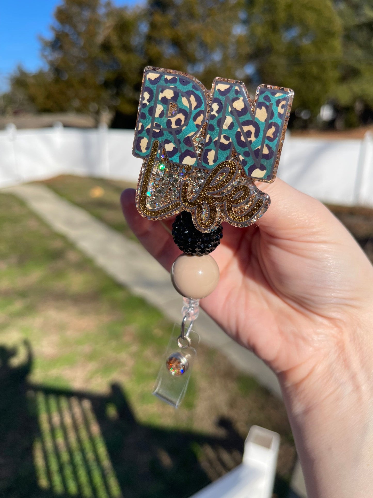 RN Badge Reel - Leopard Print ID Clip- Registered Nurse Badge Holder- Cheetah ID Holder- Nurse Gift- Medical keycard Holder