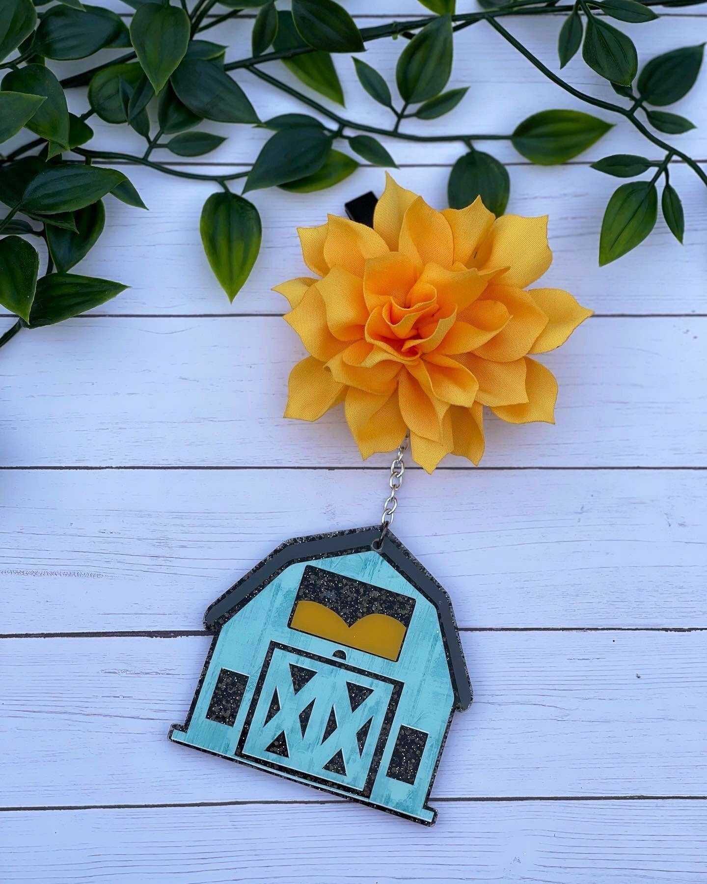 Barn Car Freshener- Farmhouse Car Charm- Car Accessories- Essential Oils Car Charm- Scented Car Freshener- White Barn