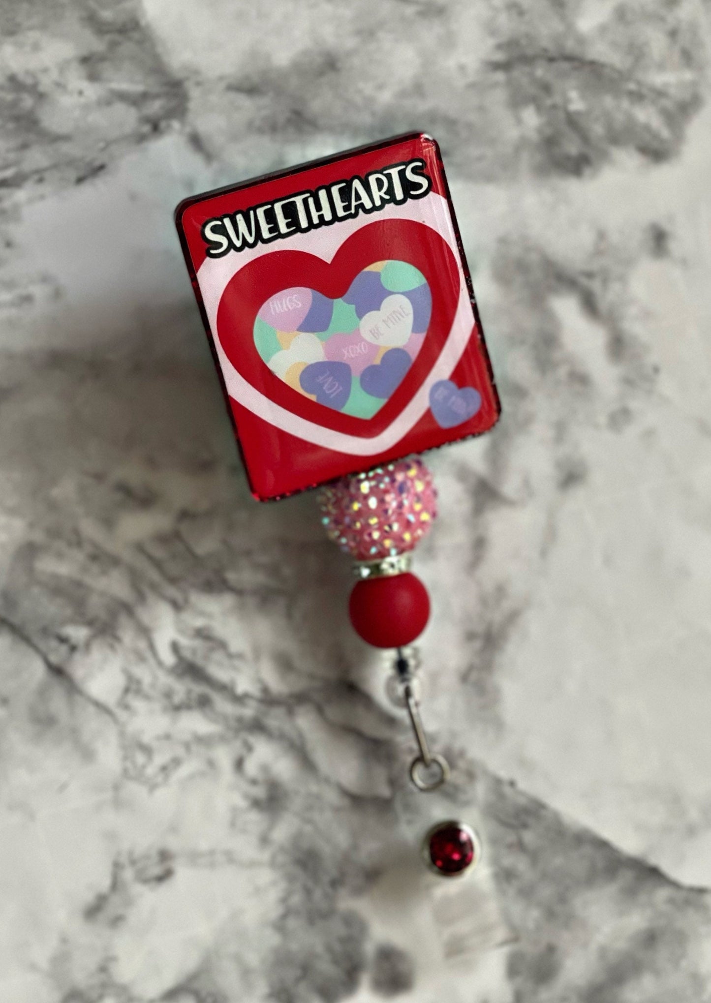 Valentines Day Sweethearts Badge Reel- Holiday Badge ID Holder- Nurse Badge Reel- Teacher Accessories- RN key Card-Valentines Badge Reel
