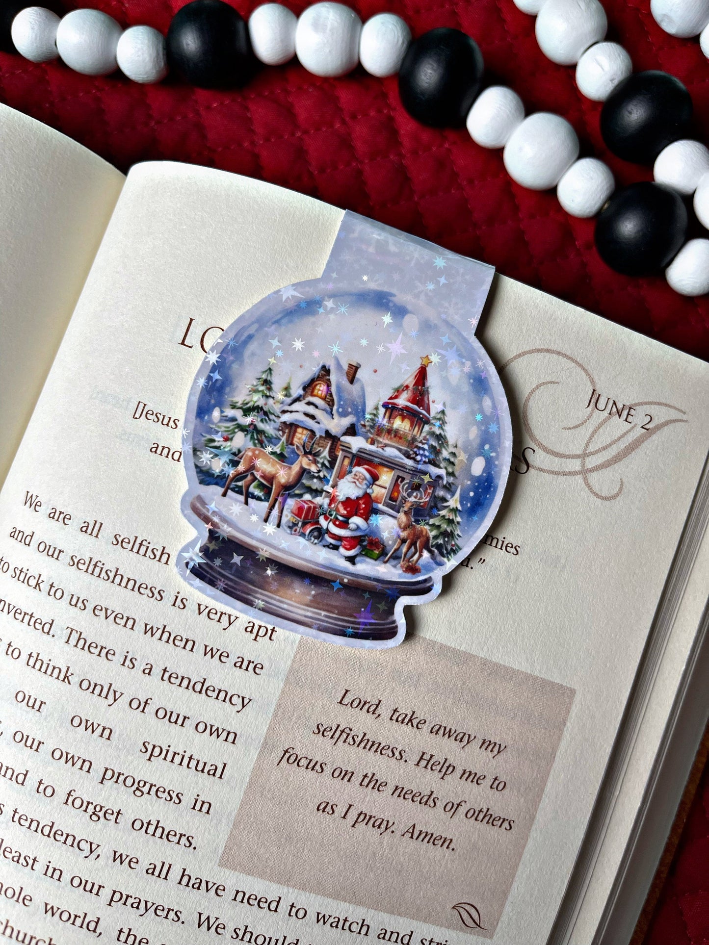 Christmas Snow Globe Magnetic Bookmark, Skellington Bookmark, Snowman Reading Accessory, Santa Book Gift, Cute Bookmark, Unique Bookmark