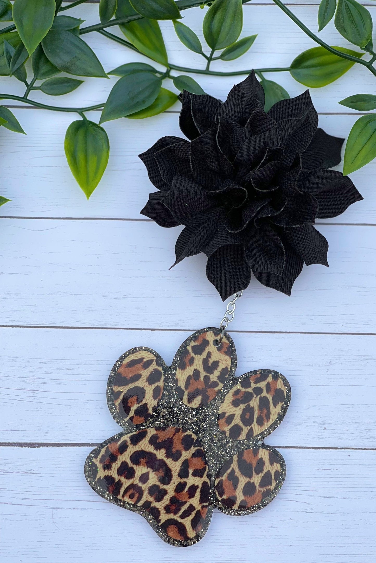 Leopard Paw Car Freshener- Dog Paw Car Charm- Car Accessories- Essential Oils Car Charm- Scented Car Freshener- Black Leopard Print