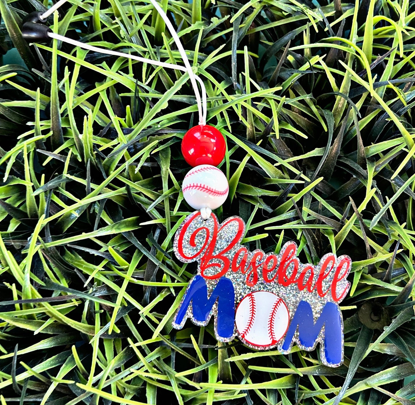 Baseball Mom Rear view Mirror Charm, Car Charm, Cute Car Accessories, Car Decorations, Baseball Car Ornament