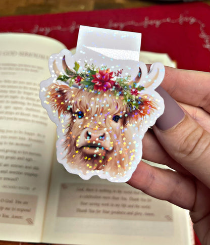 Highland Cow Bookmark, Christmas Magnetic Bookmark, Reading Accessory, Book Gift, Cute Bookmark, Unique Cow Bookmark, Personalized Bookmark