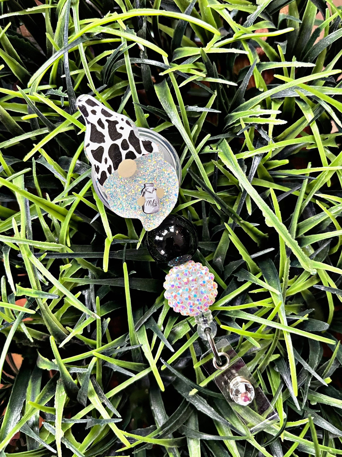 Gnome Badge Reel, Cow Badge Holder, Cute Badge Reel, Cow Print, Retractable Swivel Clip, Teacher Gift, Nurse ID Clip, RN, Medical ID Tag