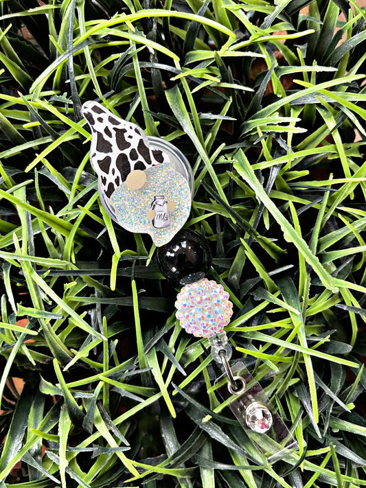 Gnome Badge Reel, Cow Badge Holder, Cute Badge Reel, Cow Print, Retractable Swivel Clip, Teacher Gift, Nurse ID Clip, RN, Medical ID Tag