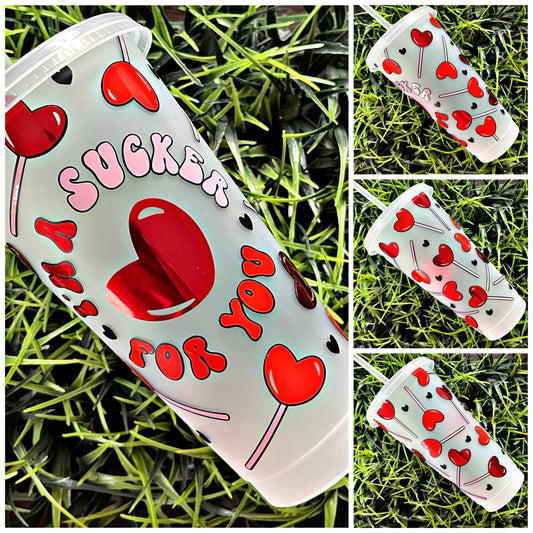 I’m A Sucker For You Cup, Valentines Tumbler, Anti Valentines Cold Cup, Coffee Venti Cup, Reusable Cup, Dunkin Tumbler, Sweetheart Candy