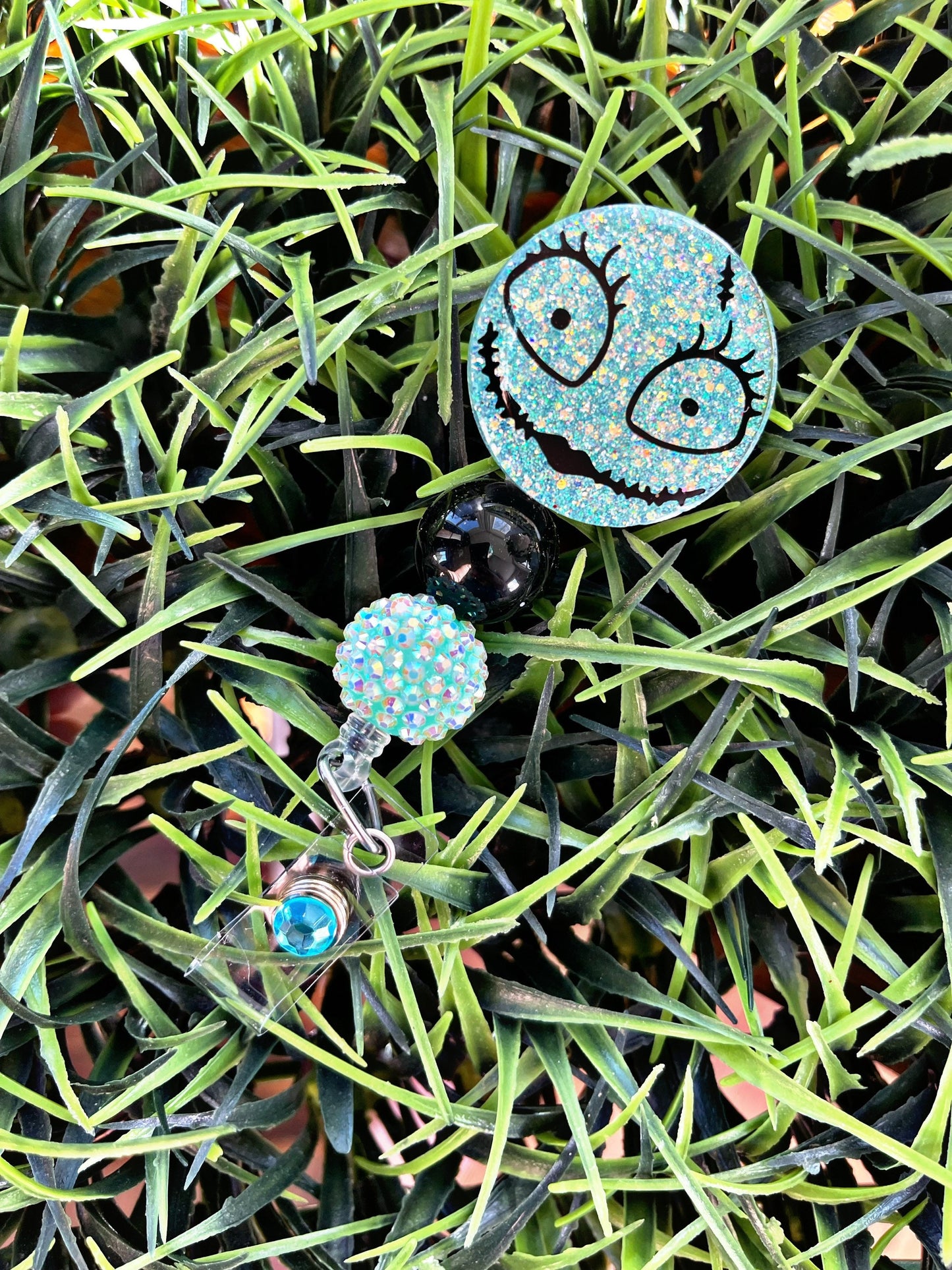 Nightmare Before Christmas Inspired Badge Reel - NBC Print ID Clip- Coffee Badge Holder-  ID Holder- Nurse Gift- Teacher Gift- Sally Badge