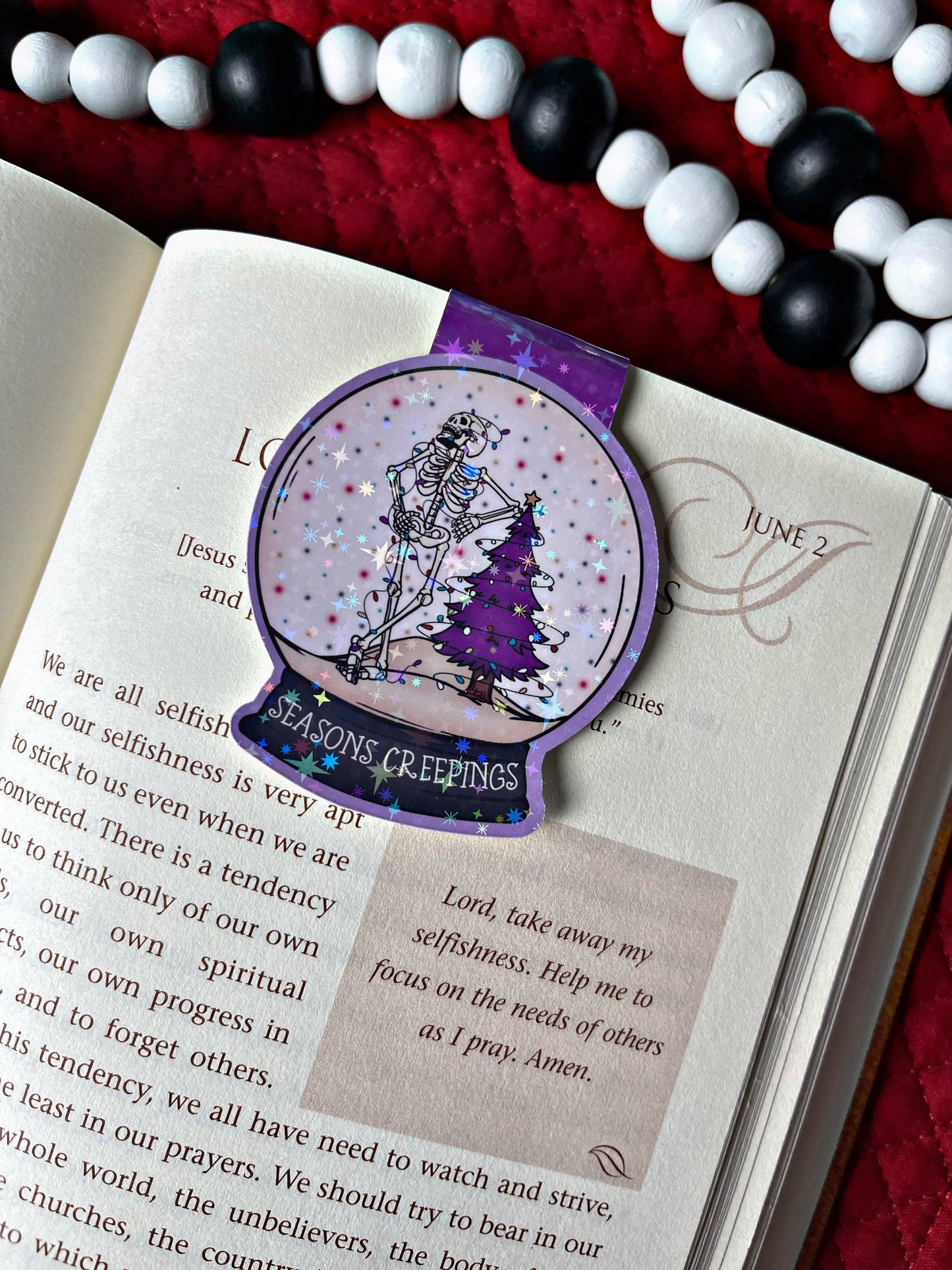 Christmas Snow Globe Magnetic Bookmark, Skellington Bookmark, Snowman Reading Accessory, Santa Book Gift, Cute Bookmark, Unique Bookmark