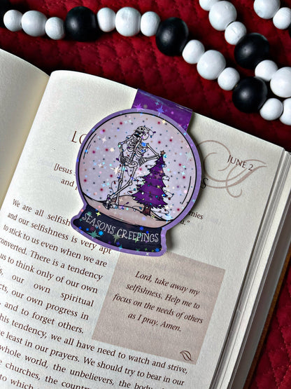Christmas Snow Globe Magnetic Bookmark, Skellington Bookmark, Snowman Reading Accessory, Santa Book Gift, Cute Bookmark, Unique Bookmark