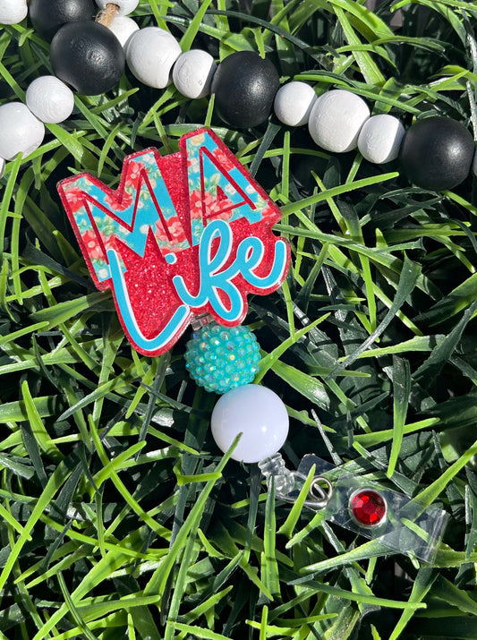 MA Badge Reel - Medical Assistant Badge- Nursing Assistant Print ID Clip- Nurse Badge Holder-  Floral ID Holder- Medical keycard Holder-