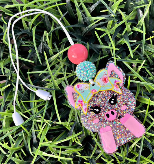 Floral Pig Car Charm
