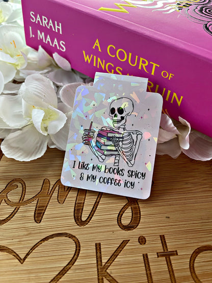 Skellington Magnetic Bookmark, Coffee Bookmark, Reading Accessory, Book Gift, Cute Bookmark,