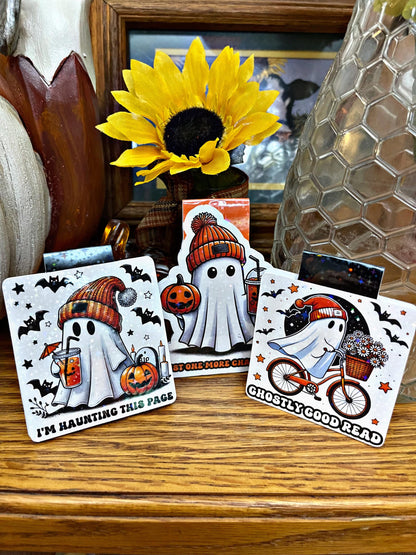 Halloween Magnetic Bookmark, Halloween Ghost Bookmark, Reading Accessory, Book Gift, Cute Bookmark, Unique Bookmark, Personalized Bookmark