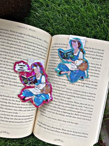 Belle Reading Themed Magnetic Bookmark, Leather and Lark Bookmark, Beauty and The Beast Bookmark, Cute Reading Accessory, Book Gift,