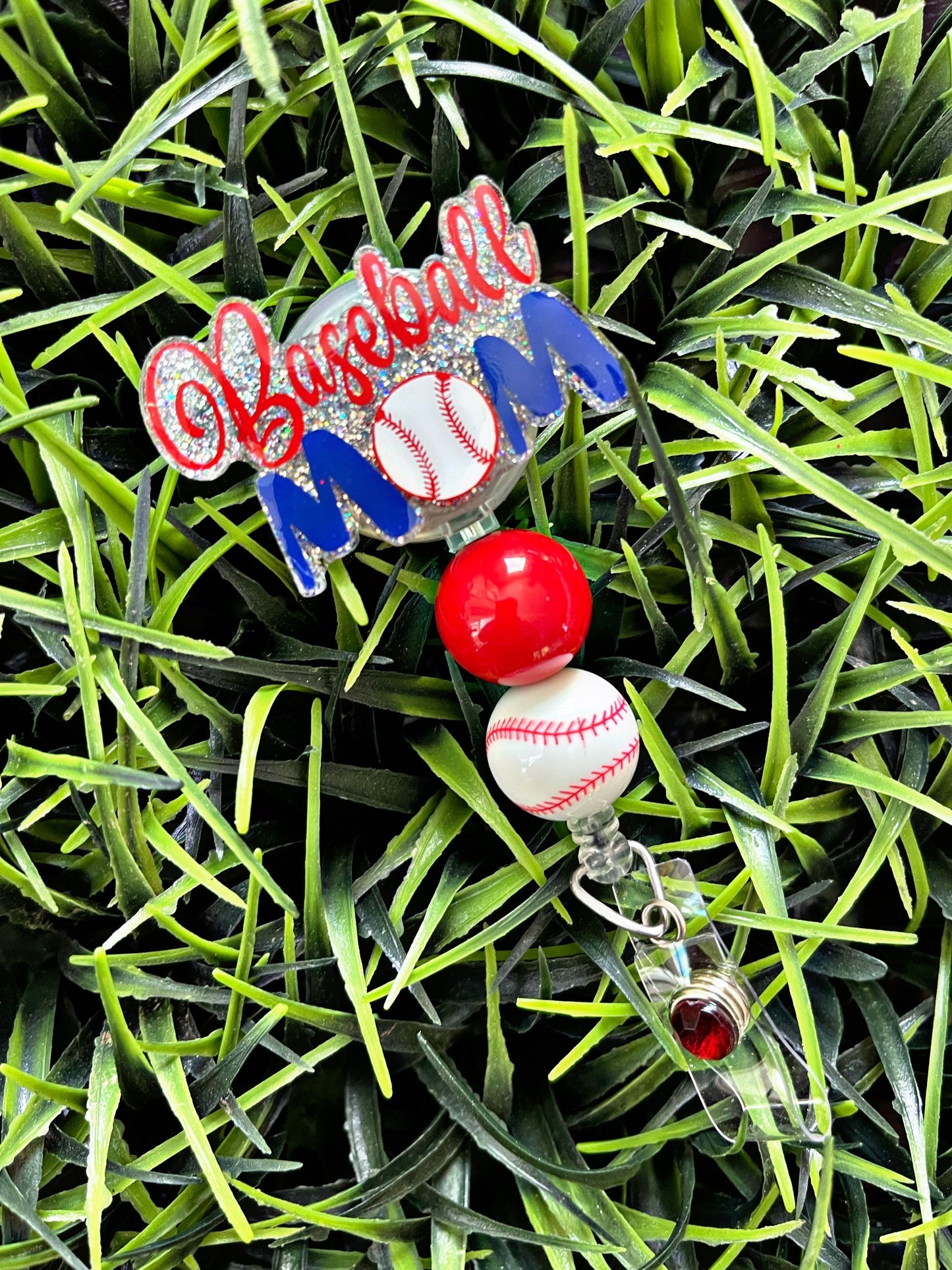 Baseball Mom Badge Reel - RN ID Clip- Home-run Badge Holder- ID Holder- Nurse Gift- Teacher Gift- Sports Mom