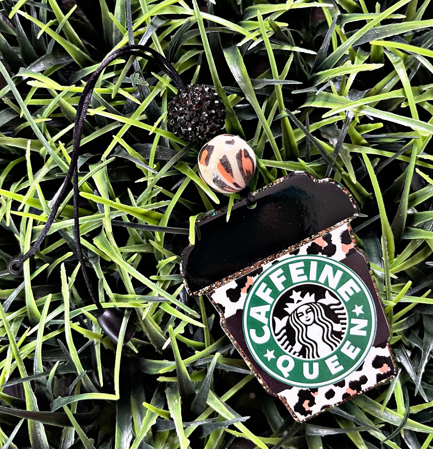 Caffeine Queen Car Charm- Starbucks Rearview Mirror Clip- Coffee Lvoer Car Decor -  Coffee Lover Gift- Nurse Gift- Teacher Gift