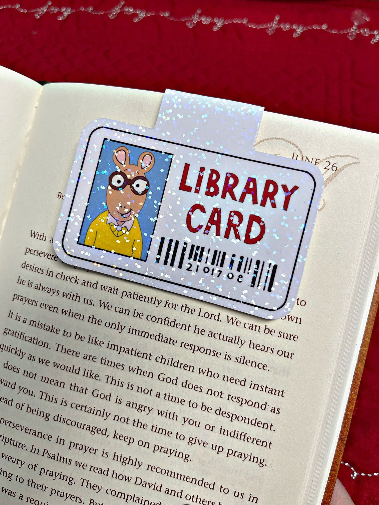 Arthur Library Card Bookmark, Magnetic Bookmark, Reading Accessory, Book Gift, Cute Bookmark, Unique Bookmark, Personalized Bookmark