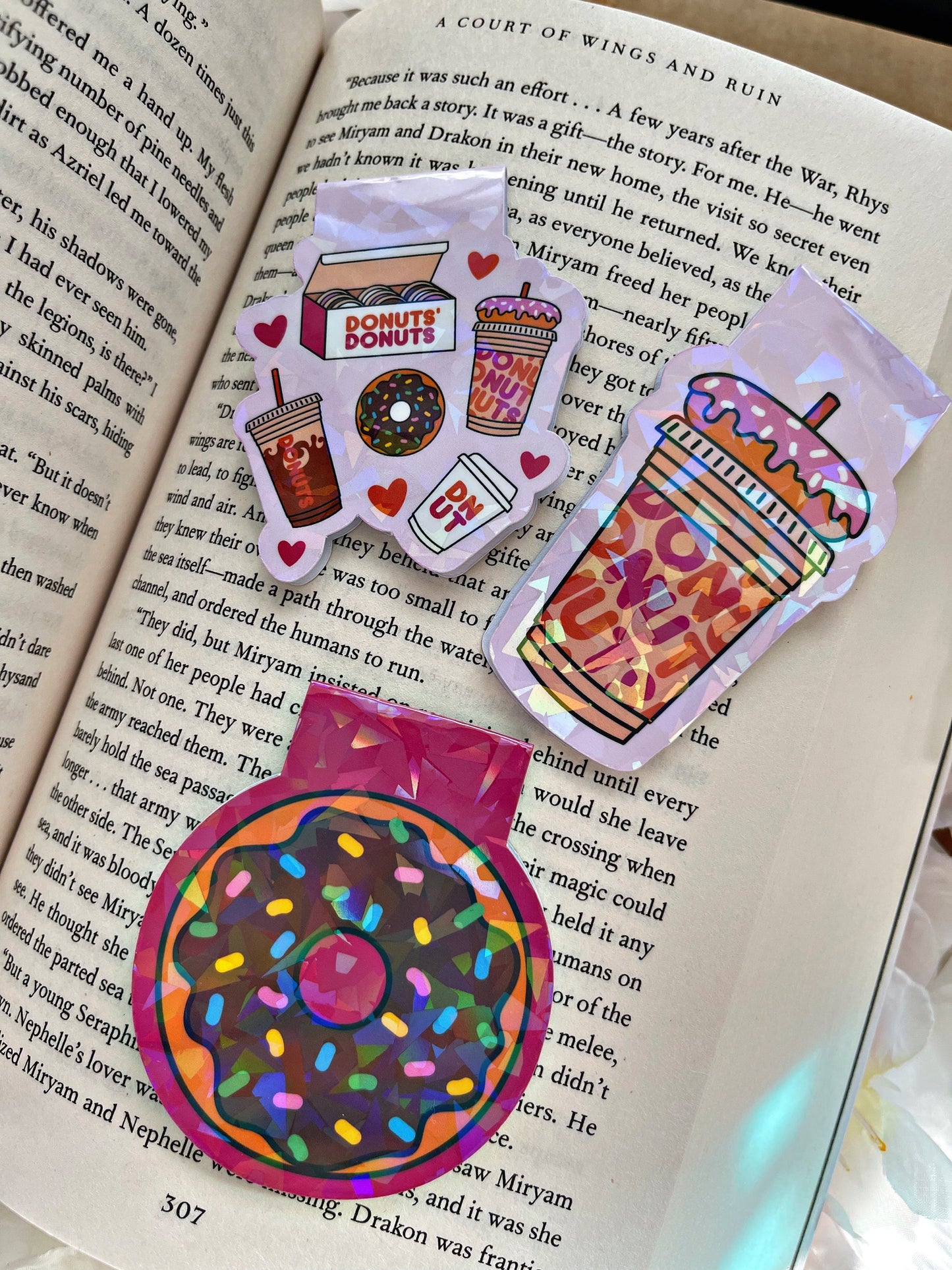Iced Coffee Magnetic Bookmark, Dunkin Donut Bookmark,  Coffee Reading Accessory, Book Gift, Cute Bookmark, Unique Bookmark
