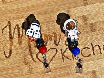 Space Ship Badge Holder • Space Retractable Badge Reel • Pediatric ID Clip