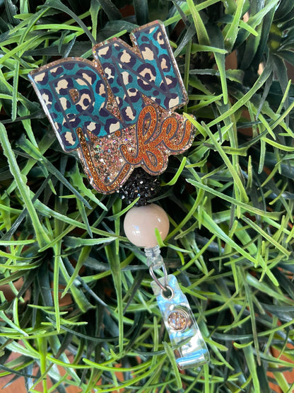 RN Badge Reel - Leopard Print ID Clip- Registered Nurse Badge Holder-  Cheetah ID Holder- Nurse Gift- Medical keycard Holder