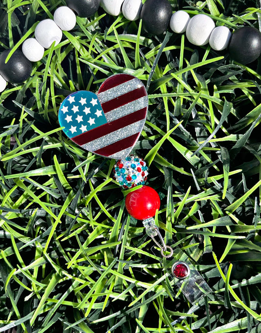 Patriotic Heart Badge Reel / 4th of July Badge Reel
