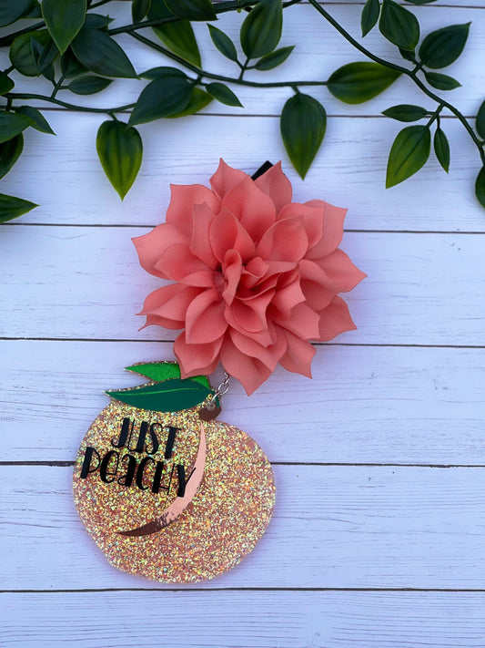 Just Peachy Car Freshener- Peach Car Charm- Car Accessories- Essential Oils Car Charm- Scented Car Freshener- Georgia Peach