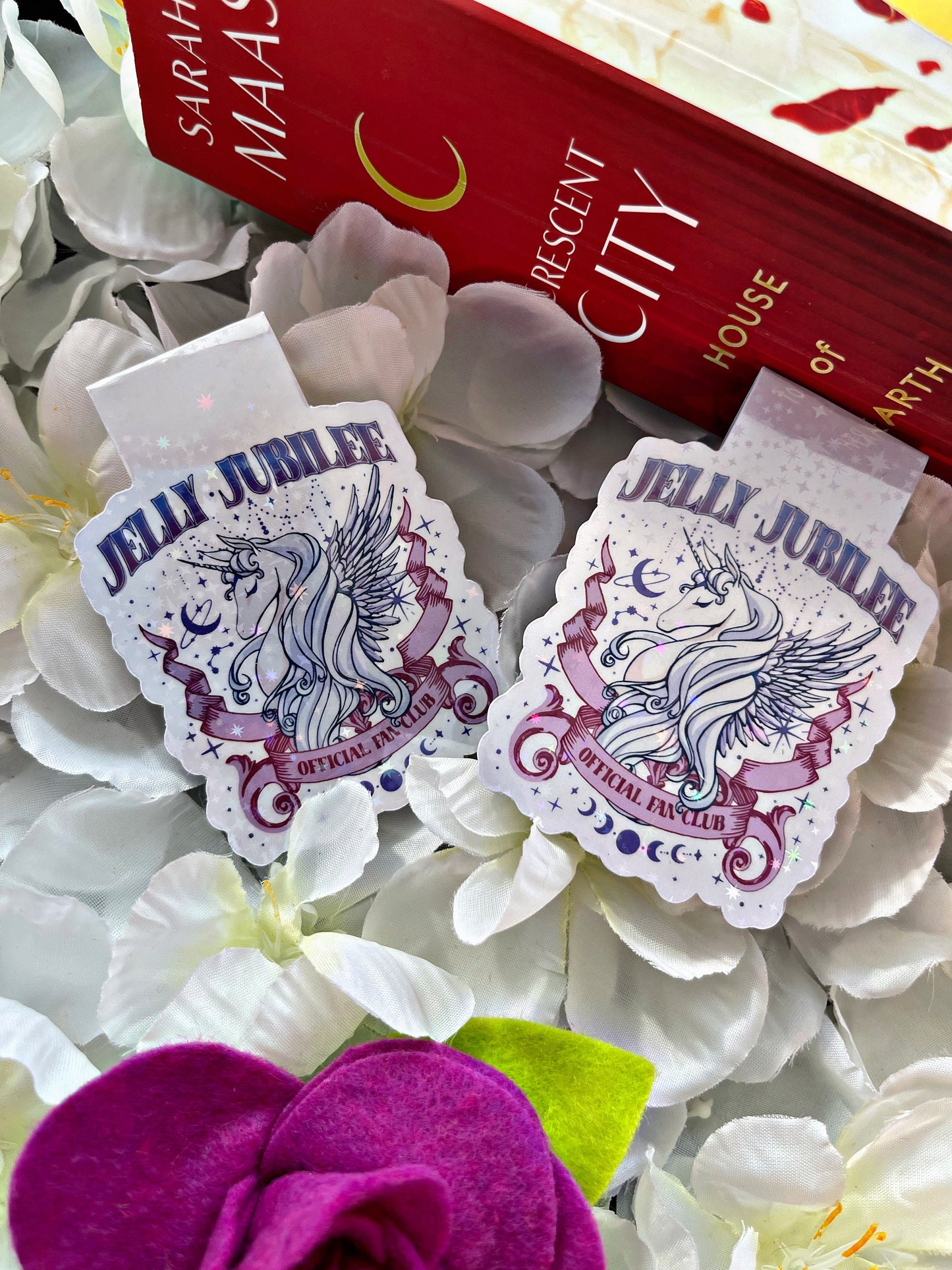 Cute Unicorn Magnetic Bookmark, Jelly Jubilee Fan Club Bookmark,  Cute Reading Accessory, Book Gift, Cute Crescent City Bookmark,