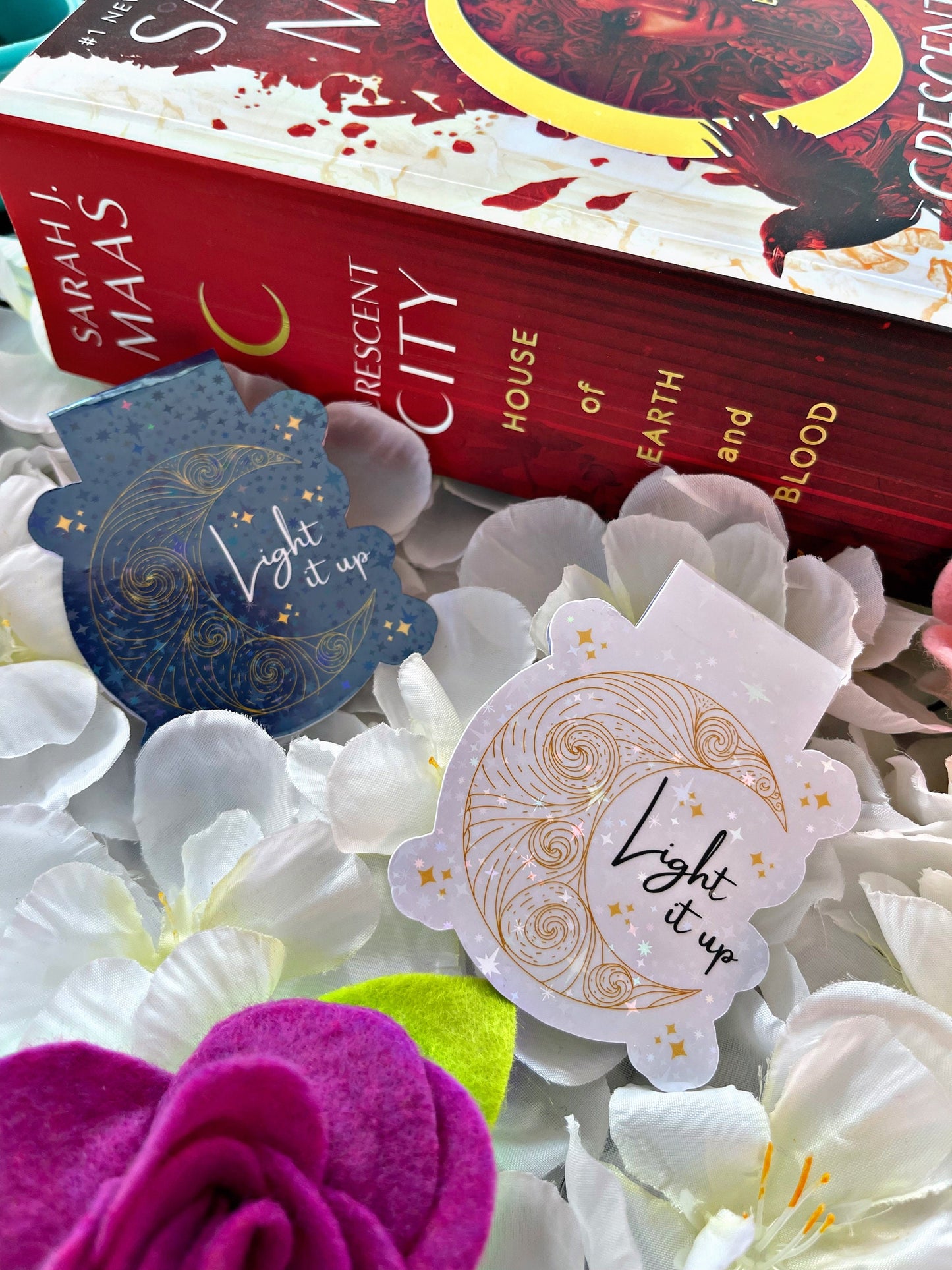 Light It Up Magnetic Bookmark, Moon and Stars Bookmark,  Cute Reading Accessory, Book Gift, Cute Bookmark, Crescent City Themed Bookmark
