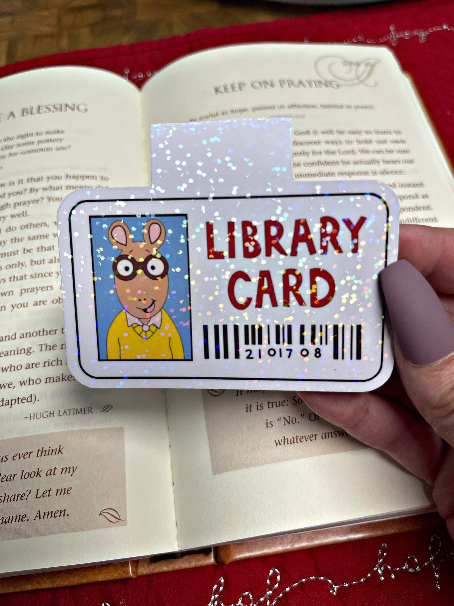 Arthur Library Card Bookmark, Magnetic Bookmark, Reading Accessory, Book Gift, Cute Bookmark, Unique Bookmark, Personalized Bookmark
