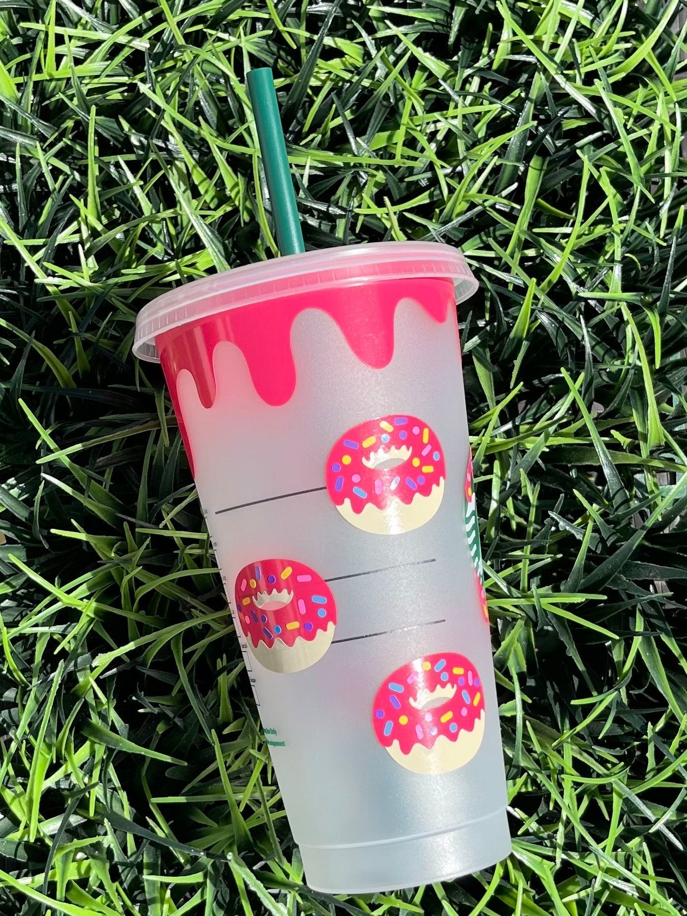 Starbucks Cold Cup, Donut Iced Coffee Cup, 24 Oz Coffee Venti Cup, Reusable Cup, Donut Tumbler