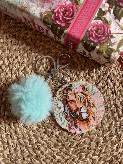 Faith Car Charm – Lion & Jesus Rearview Mirror Charm | Christian Car Accessory | Handmade Keychain Gift