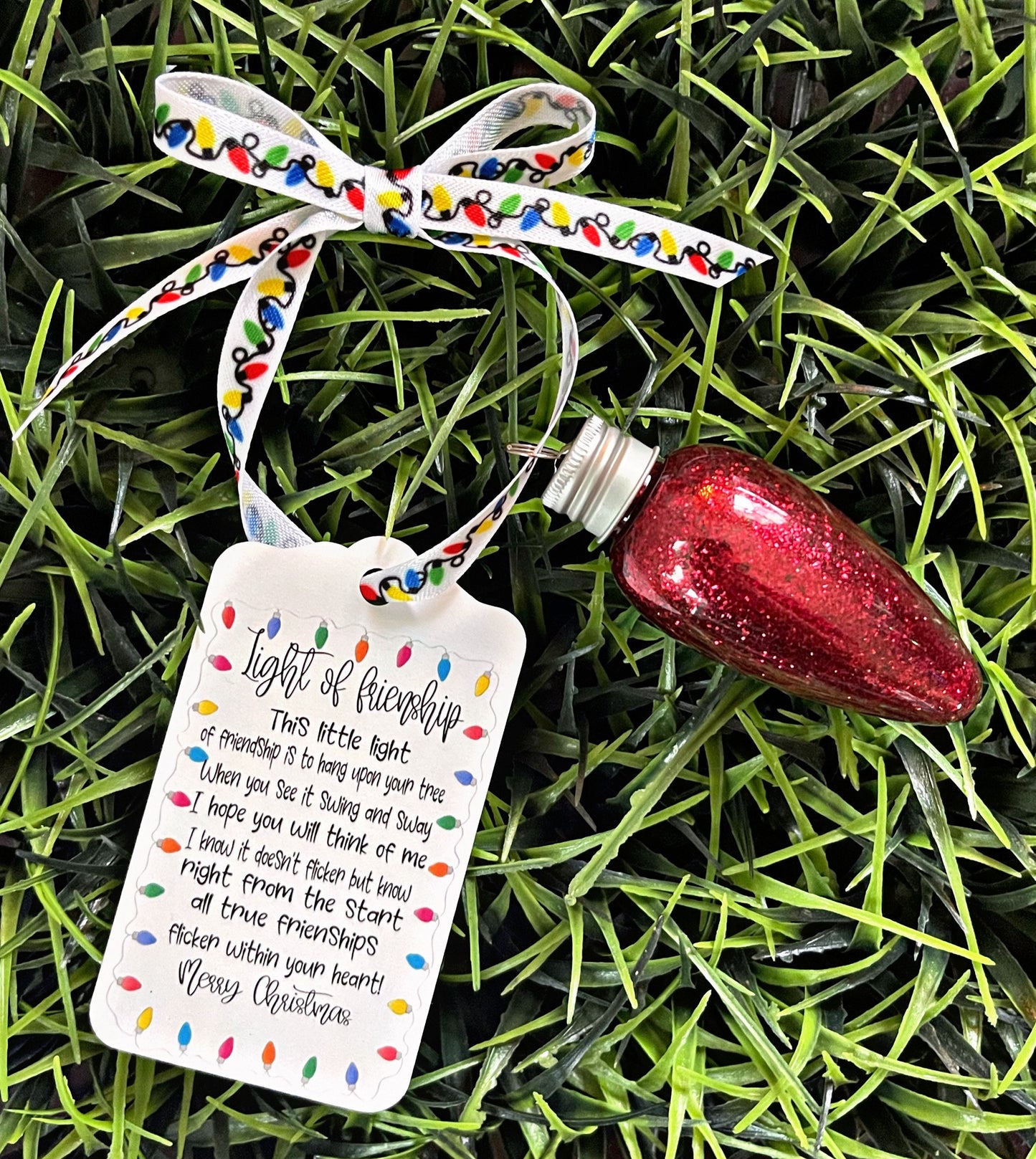 Light Of Friendship Ornament, Stocking Stuffer, Bulb Ornament, Christmas Ornaments, Shatterproof Friend Ornament