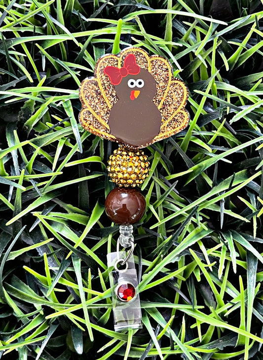Turkey Badge Reel - Thanksgiving Badge Holder- Fall Badge Reel