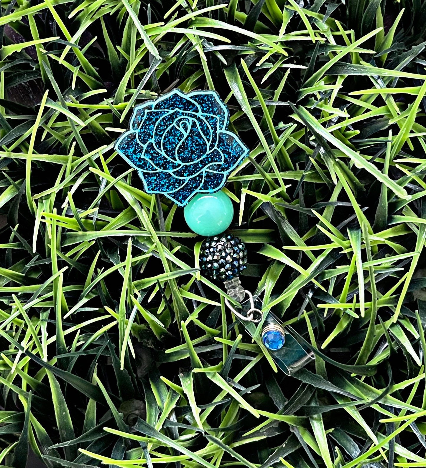 Rose Badge Reel - Blue Rose ID Clip- Floral Retractable Badge Reel- Nurse ID Holder- Nurse Gift- Teacher Gift- Custom Badge Reel