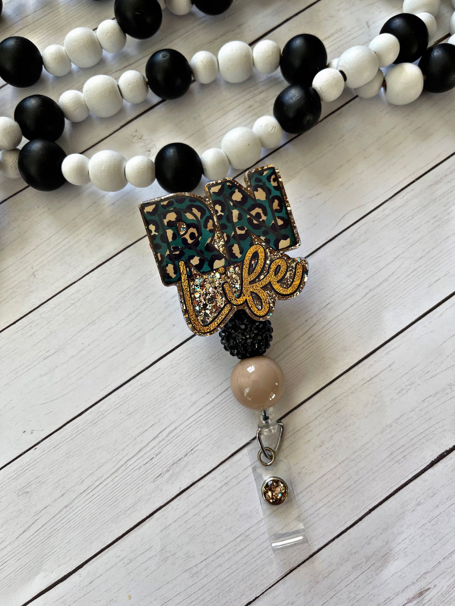 RN Badge Reel - Leopard Print ID Clip- Registered Nurse Badge Holder-  Cheetah ID Holder- Nurse Gift- Medical keycard Holder