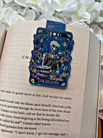 Skellington Magnetic Bookmark, Skeleton Tarot Card Bookmark, Reading Accessory, Book Gift, Cute Bookmark,