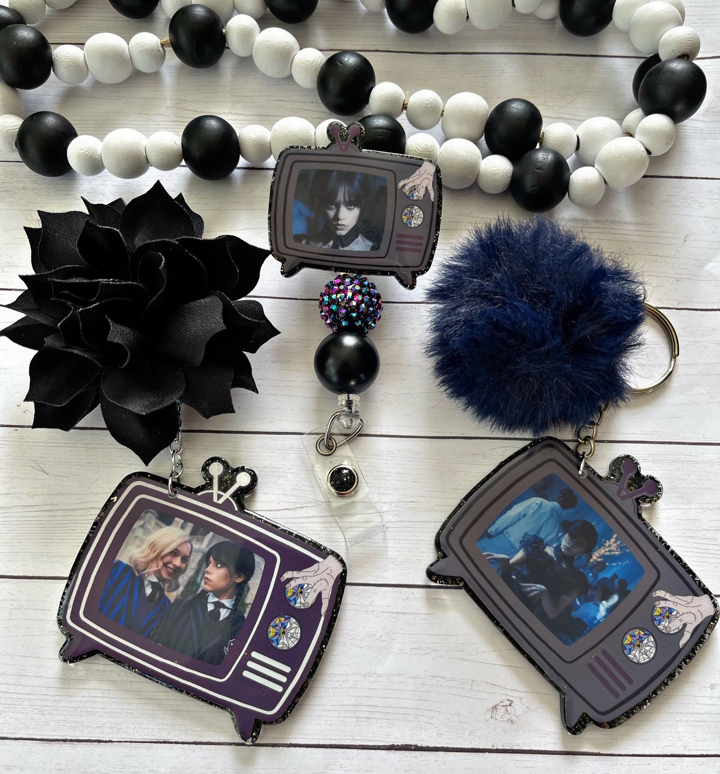 Gothic Girl Badge Reel - Dance Dance ID Clip- Goo Goo Muck Badge Holder-    ID Holder- Nurse Gift- Teacher Gift- Vintage TV