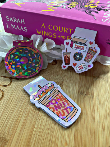 Iced Coffee Magnetic Bookmark, Dunkin Donut Bookmark,  Coffee Reading Accessory, Book Gift, Cute Bookmark, Unique Bookmark