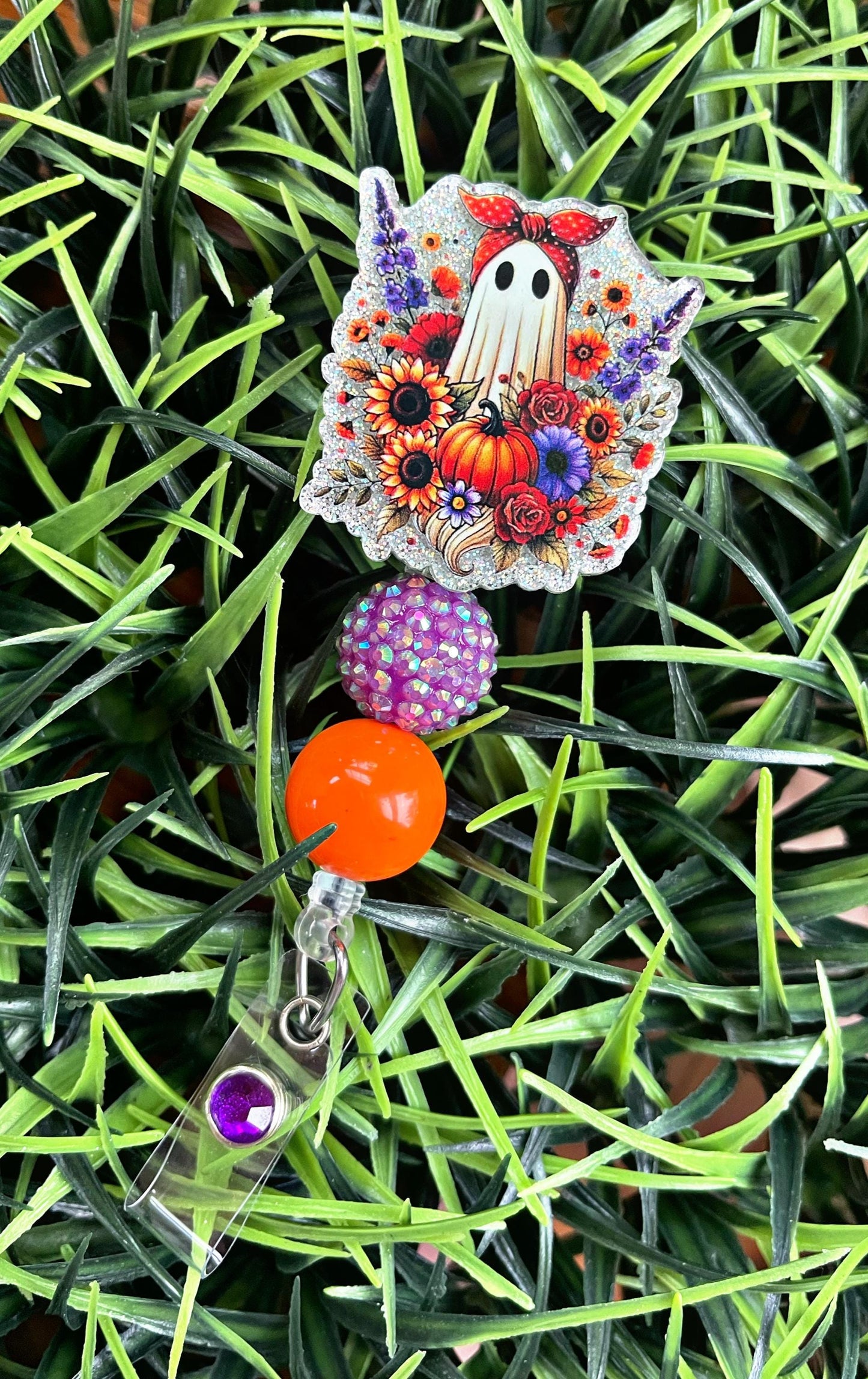 Halloween Badge Reel - Thanksgiving Badge Holder- Ghost Badge Reel