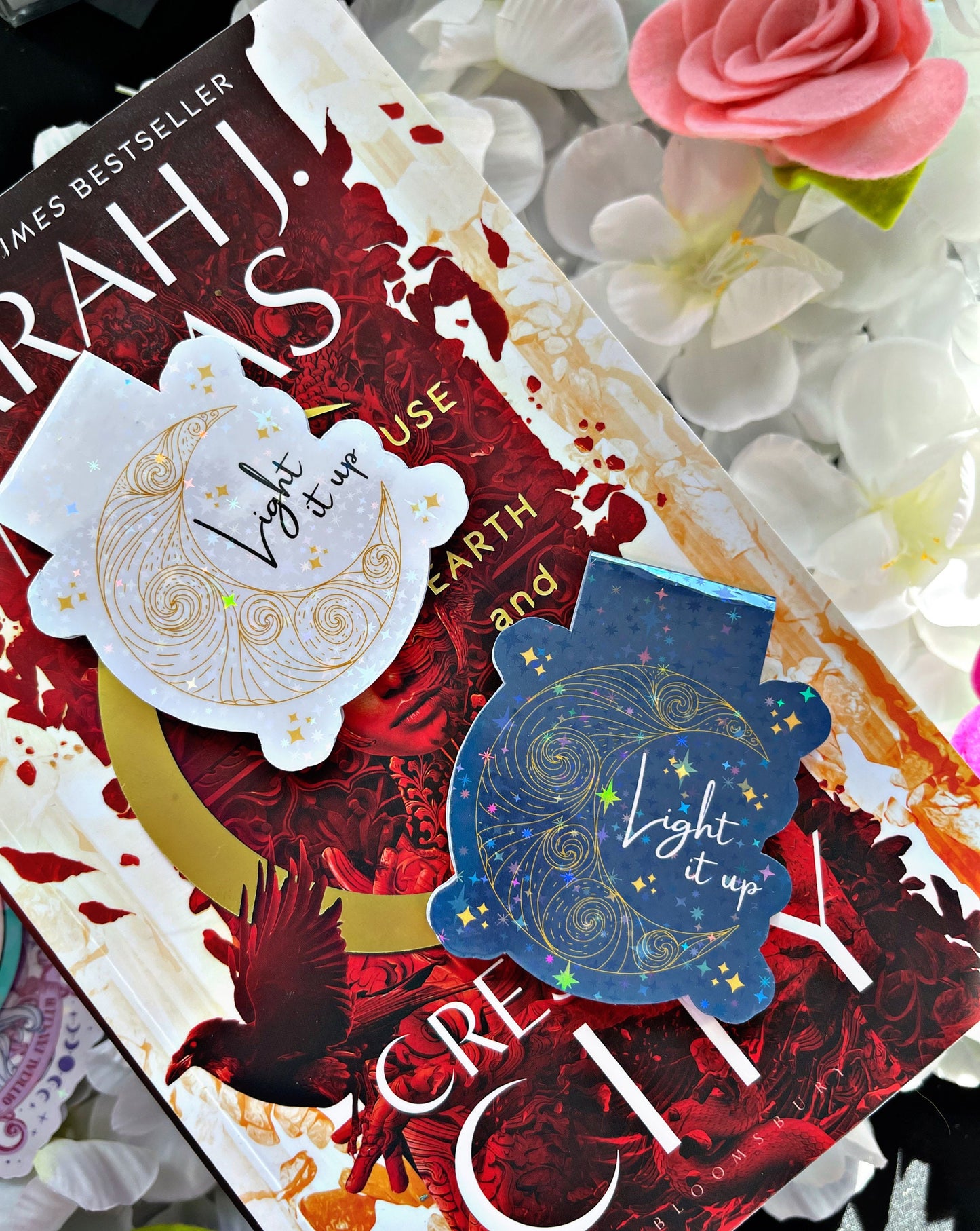 Light It Up Magnetic Bookmark, Moon and Stars Bookmark,  Cute Reading Accessory, Book Gift, Cute Bookmark, Crescent City Themed Bookmark