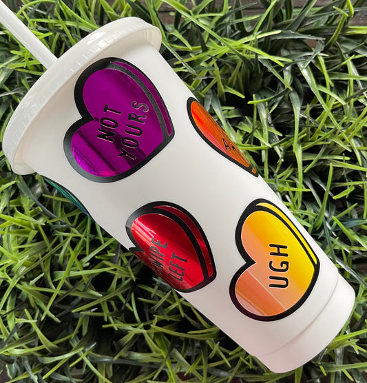 Anti Valentines Cold Cup, Valentines Tumbler, Coffee Venti Cup, Reusable Cup, Dunkin Tumbler, Sweetheart Candy