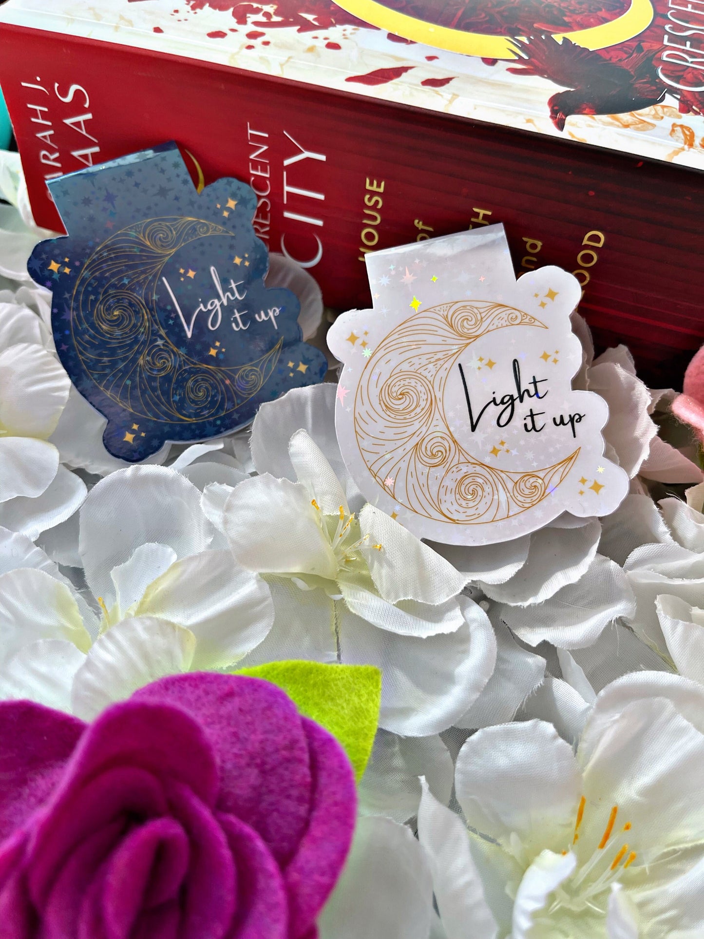 Light It Up Magnetic Bookmark, Moon and Stars Bookmark,  Cute Reading Accessory, Book Gift, Cute Bookmark, Crescent City Themed Bookmark